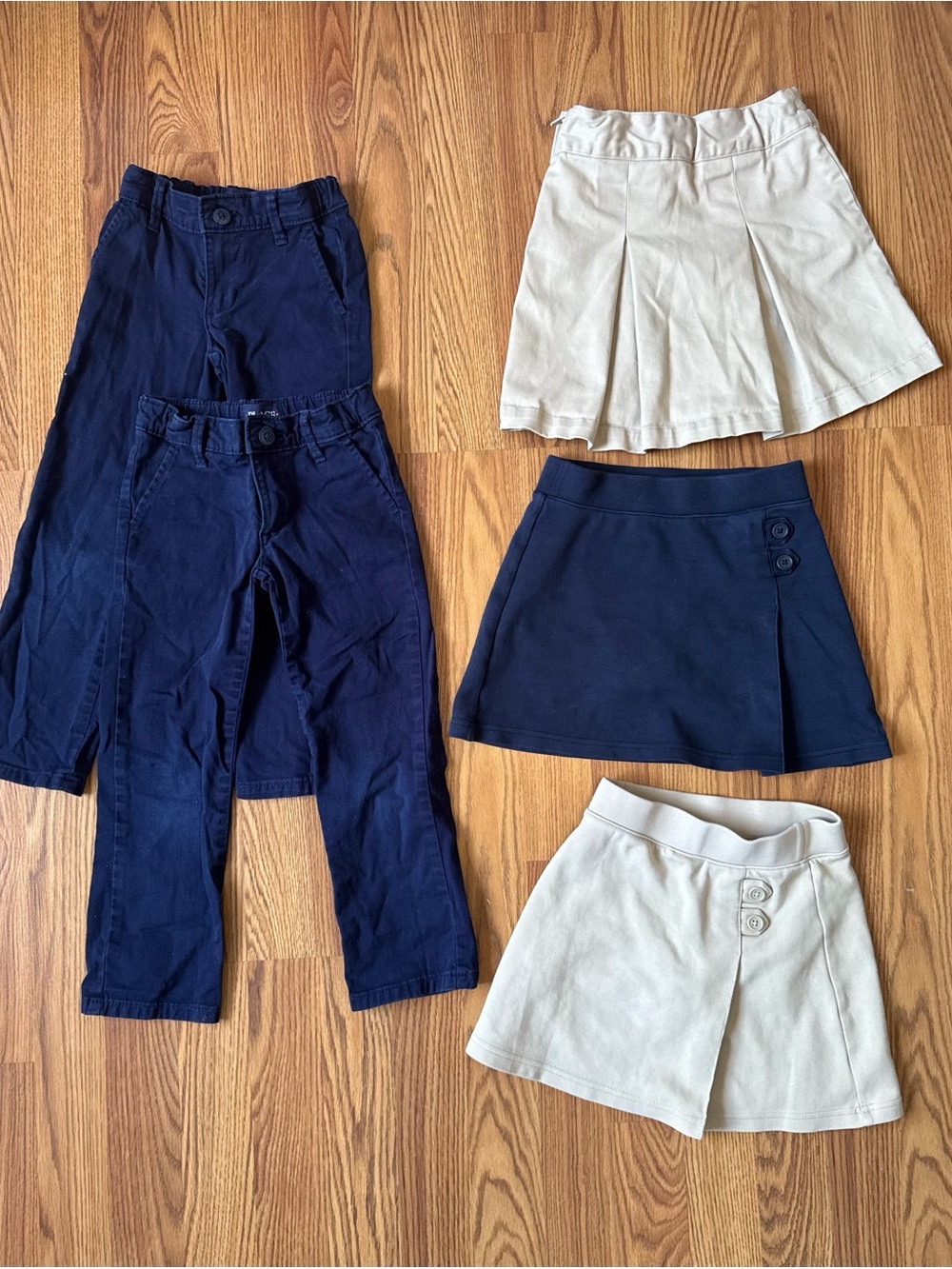 4/5T Kids Navy and Khaki uniform School Bottoms Skirt and Pant Set